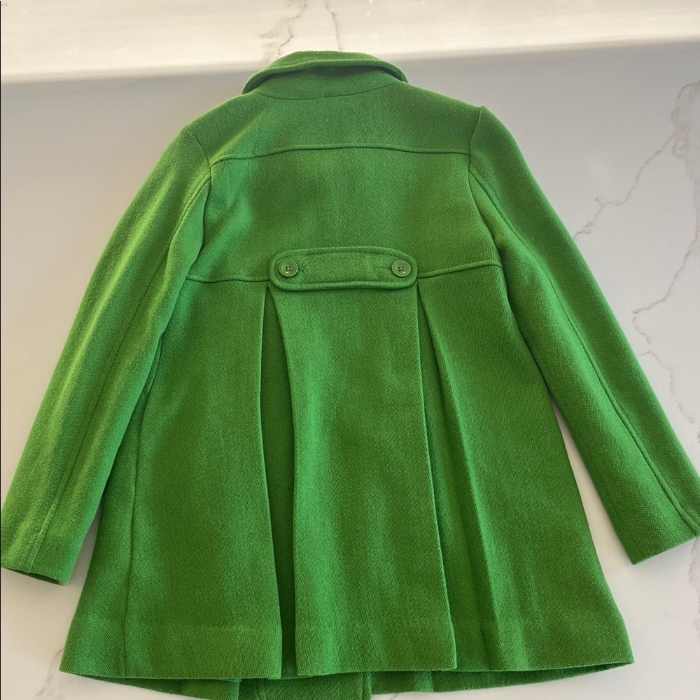 Gap Girls Wool Blend Pea Coat L Apple Green Peter Pan Collar Retro - Picture 8 of 11